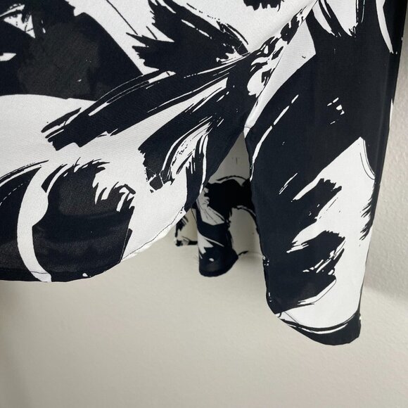 Catherines Womens Plus 3XWP Black White Button Up Shirt Short Sleeve Top Blosue - Picture 7 of 8